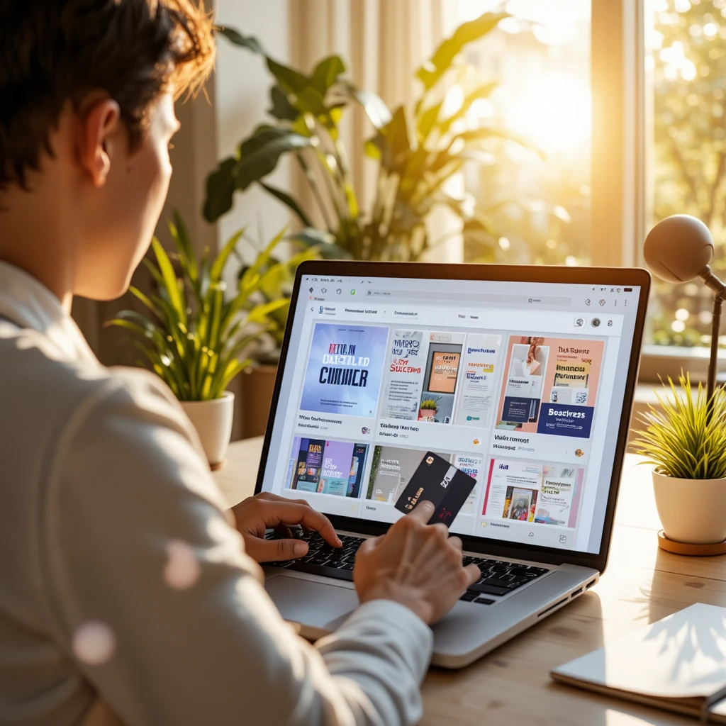 Content creator shopping for premium AI prompts at online marketplace store