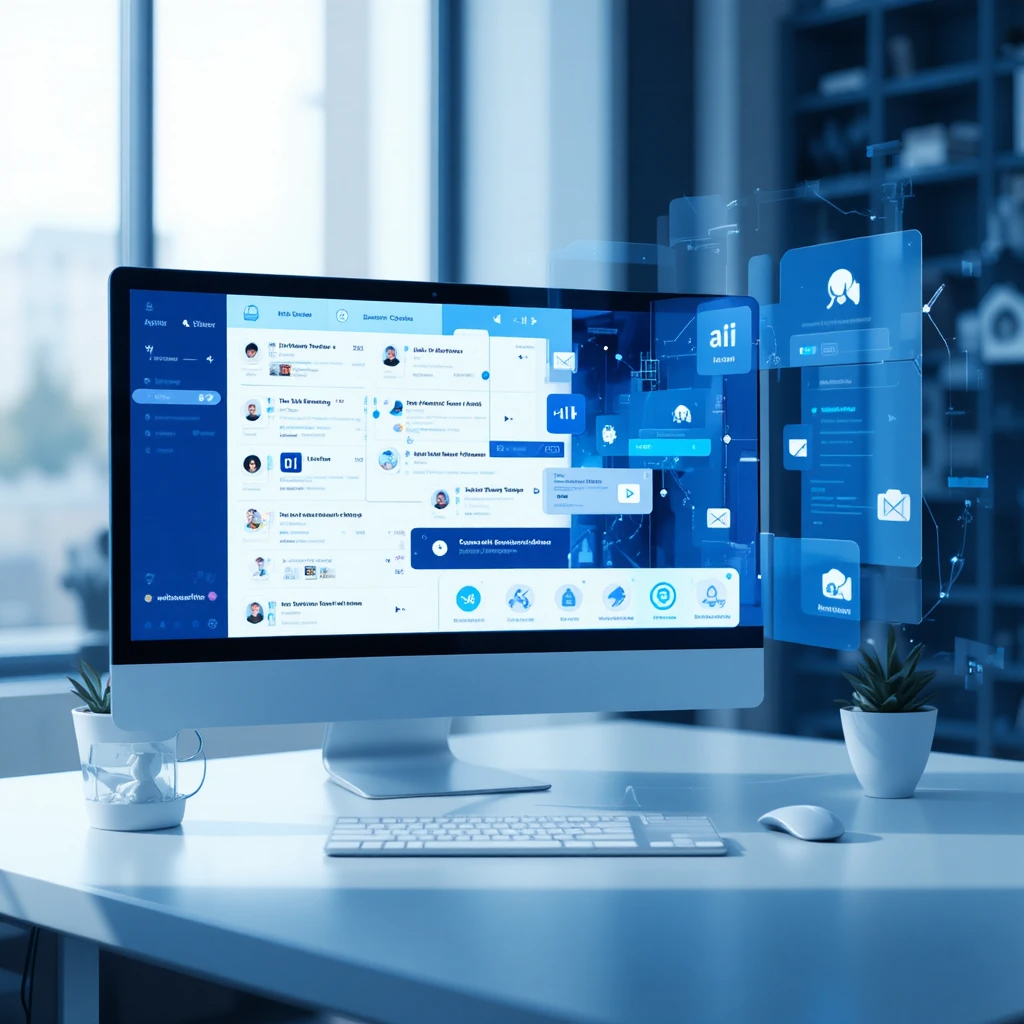 A professional digital workspace showing a clean AI chat interface
