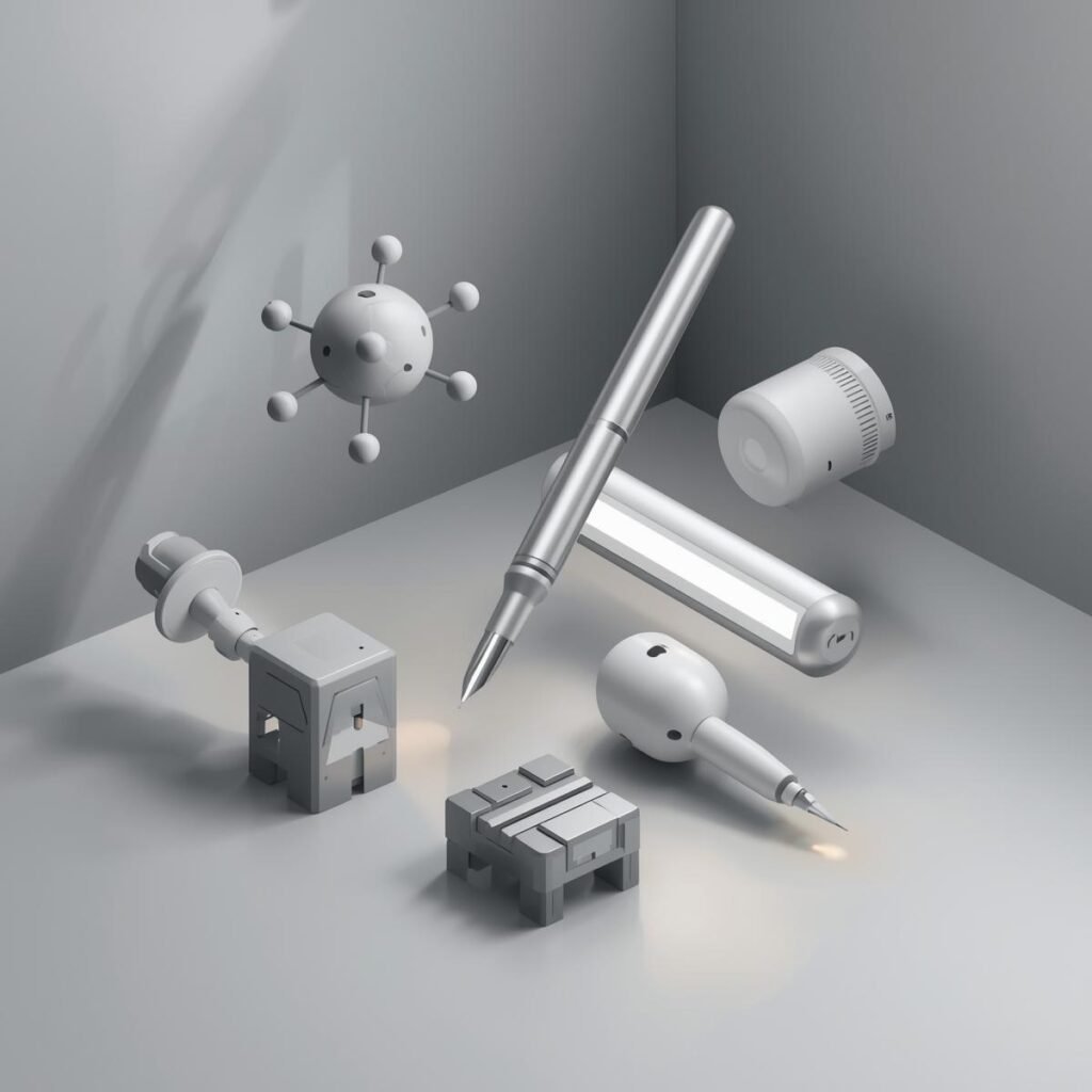 isometric composition of stylized icons representing blogging and AI technology