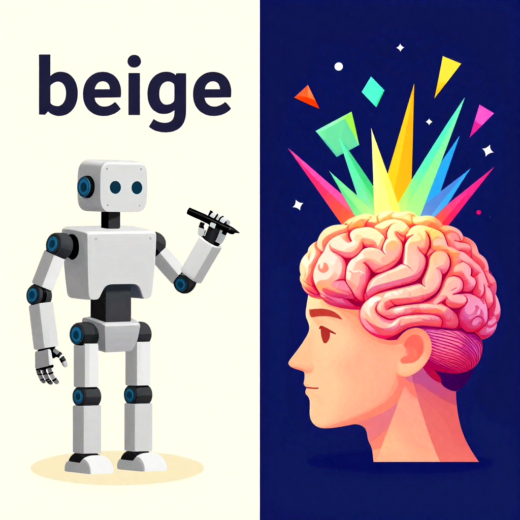 Comparison chart of generic AI vs personality-driven AI output
