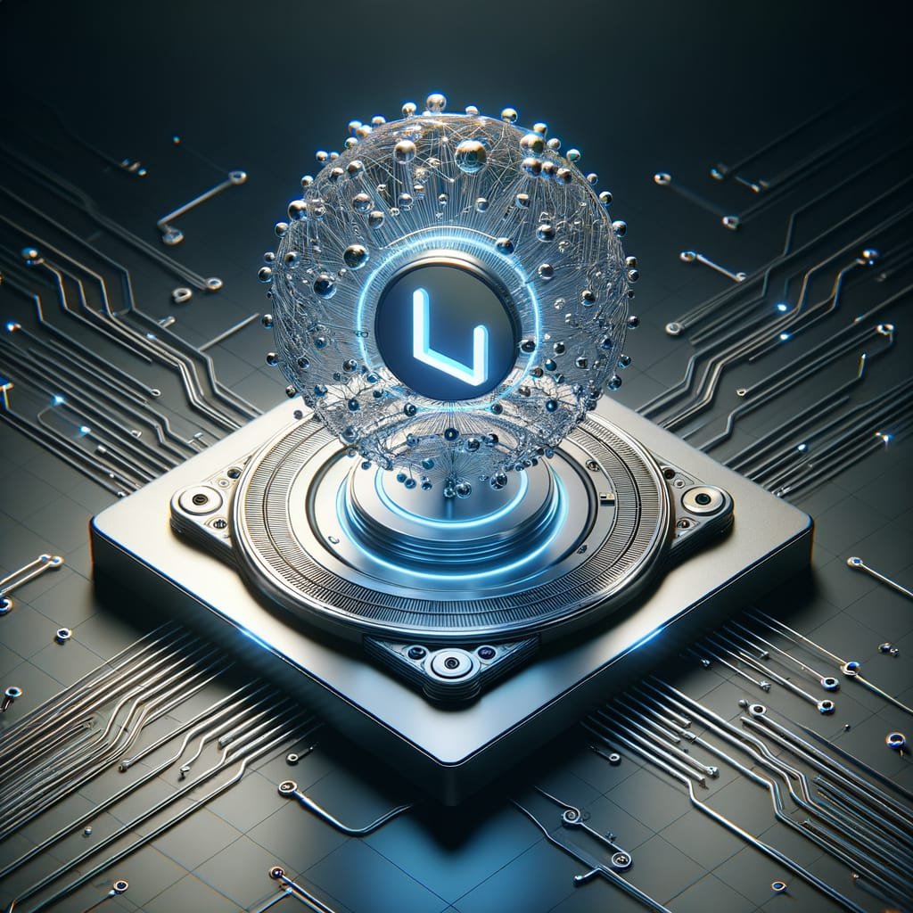 A futuristic, 3D isometric visualization of an AI neural network connecting to a HubSpot logo, glowing blue and silver, professional tech aesthetic.
