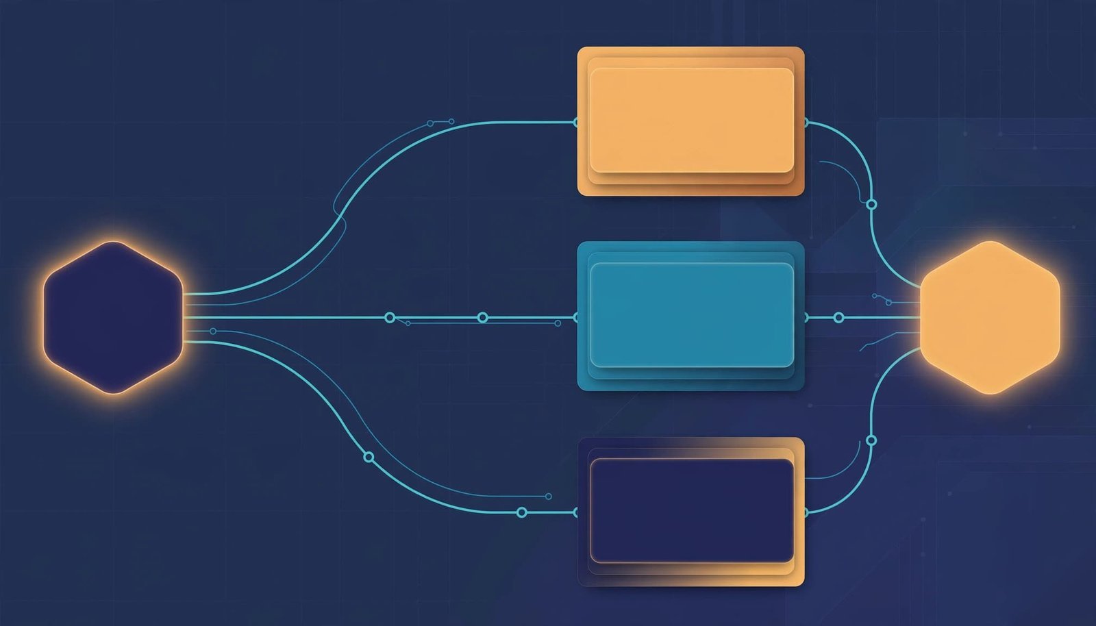 A query branches to three document fragments before rejoining at one answer node.